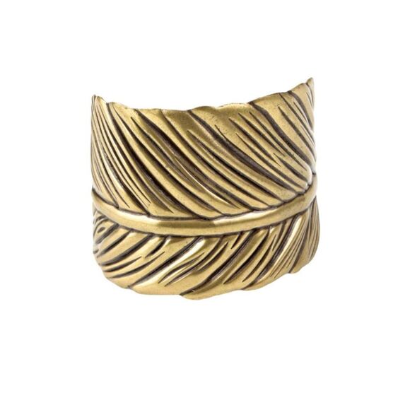 Bronze Colored Rustic Quill Feather Large Solid Cuff Bracelet Women’s Size OSFM - Picture 1 of 4